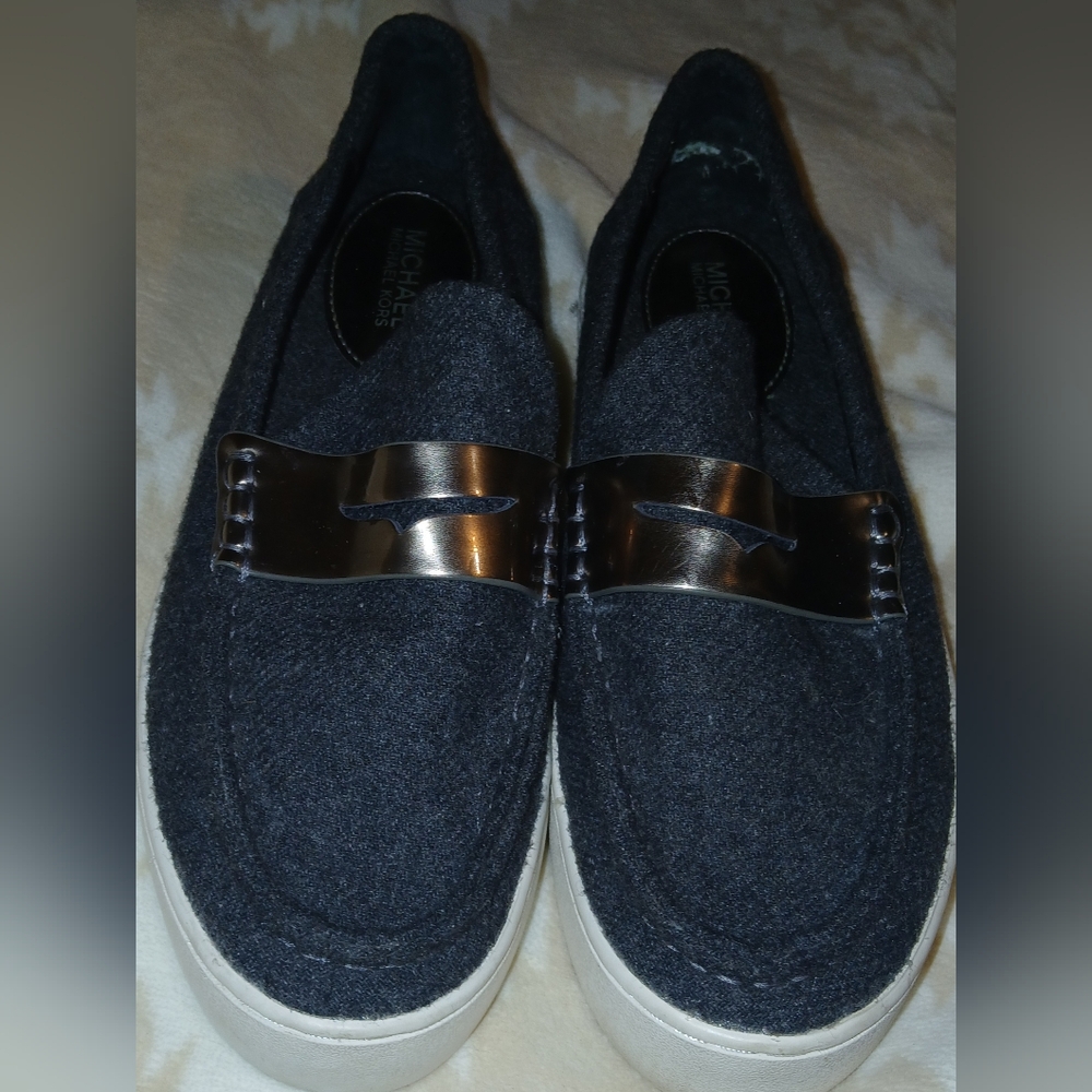Michael Kors Womans Dark Grey Flannel slip On Loafers